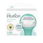 Intuition Schick Sensitive Skin Womens Razor Refills with Vitamin E & Aloe, Pack of 6