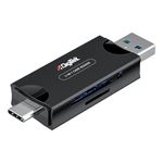 Digitek (DCR-007) USB-A 3.0 & Type C High-Speed Multi-Card Reader Supports All Standard SD/SDHC/SDXC and Micro SD/Micro SDHC/Micro SDXC Cards.