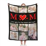 Mothers Day Blanket Gifts for Mom Grandma, Custom Photo Blankets with Text Personalized Picture Flannel Throw Blanket Gift Customized Mothers Day Birthday for Mom Grandmother Wife 60"x50"