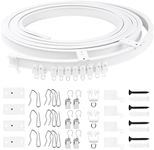 Glarks 155Pcs 5M/16.4ft White Bendable Curved Ceiling Curtain Track Set, Includes 40Pcs 3.5CM Curtain Hooks, 40Pcs Curtain Clips for U Shape L Shape Shower Curtains Bay Window Room Divider