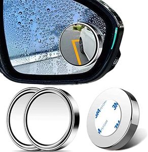 Uni-Fine 2 PCS Rotation à 360°Rétroviseurs Extérieur d'Angle Mort, HD Grand Angle avec Auto-adhésif 3M Rétroviseurs Aveugle Miroir d'Angle Réglable Blind Spot Mirror(argent)