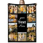 Custom Blanket with Picture, Personalized Photo Blanket for Adults Kids, Full Size Customized Blanket for Dad, Mom, Dogs, Friends or Lover, Birthday Halloween Christmas Blanket Gift (10 Photos)