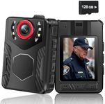 Body Camera with Audio and Video Recording: 1080P FHD Body Cam with IR Night Vision Video Recorder, 10HR Battery, 2.0” Screen, 128GB Wearable Bodycam for Law Enforcement, Security, and Outdoor Work