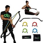 Gorilla Bow Portable Home Gym Resistance Bands and Bar System for Travel, Fitness, Weightlifting and Exercise Kit, Full Body Workout Equipment Set (Original Bow, Black, Base Bundle)