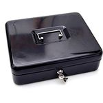 oddpod™ DL Metal Cash Box & Jewelry Safe Locker with Plastic Coin Tray & Key Lock - X-Large (Black)