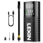 LEXIN P4 Tire Inflator Portable Air Compressor, 150PSI Electric Air Pump for Car Tires, w/Pressure Gauge&LED Light, 4000mAh Cordless Smart Pump for Car/Motorcycle/Bike/Bicycle/Scooter/Ball/Inflatable