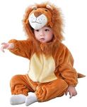 TONWHAR Unisex-Baby Animal Onesie Costume Cartoon Animal Outfit Homewear Kids' One-Piece Rompers (3.5-4.5 Years/Height 41"-46", Male Lion）