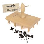 Muldale Multi Dibber - Seedling Plant Dibber Tray with Handle - Natural Sustainable Beechwood - Seed Planter Tool for Smaller Seedlings - UK Brand