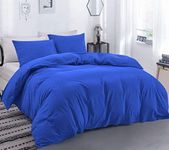 COTTON SHEET - Rajai Cover 3 Piece Set for Winter, 400TC Warm Quilt, Blanket, Comforter Covers 100% Egyptian Cotton, 1 Zipper Style Duvet Cover with 2 Pillow Covers - Royal Blue Solid, Queen Size.