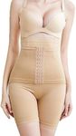 ELEG & STILANCE Women's High-Waisted Body Shaper – Tummy Control Slimming Shapewear with Eye Hook, Wired Tummy Tucker, Postpartum Abdominal Belt for Belly Fat Reduction - Beige (XL)