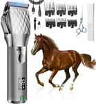 GHWMYD Rechargeable Horses Clippers, Cordless Pet Hair Trimmer Shaver with 6 Guide Guards, 2500mAh Large Battery Capacity Electric Grooming Kit for Livestock Animal Thick Coat, Light Weight 0.8lbs
