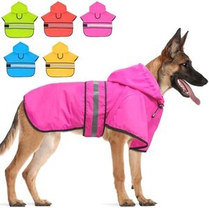 Candofly Dog Raincoat Reflective Dog Rain Jacket Waterproof Hooded Ponch Dog Rain Coat for Small Medium Large Dogs (Pink, X-Large)