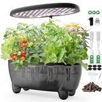DRYADES Hydroponic Growing System Kit 12 Pods, Smart Herb Garden Planter with 24W Full Spectrum LED Grow Light, indoor Gardening System for Home/Office/School (Black)