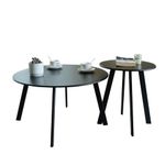 Meluvici Patio Coffee Table Set of 2, Weather Resistant Outdoor Round End Table, Nesting Tables for Living Room Balcony Office, Black