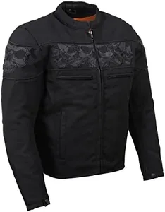 Milwaukee Leather MPM1730 Black Padded Textile Motorcycle Jacket for Men w/Reflective Skulls - All Season Motorcycle Jacket - 4X-Large