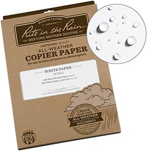 Rite in the Rain Weatherproof Copier Paper, 8.5" x 11", 20# White, 200 Sheet Pack (No. 8511)