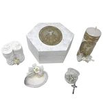 Catholic Baptism Kit in a Wooden Box with Towel, Candle, Rosary and Shell for Baby Boys and Girls. Handmade in Mexico Gift for Godparents. Holy Spirit Baptism Candle Set. Kit de Bautizo.