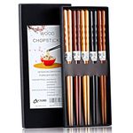 MFJUNS 5-Pairs Set of Chopsticks, Wood Chopsticks and Minimalism Japanese Chopsticks Gift Set