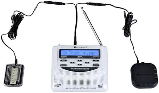 Midland NOAA Weather Alert Emergency Radio Bundle - Includes 1 WR120 Weather Radio, and 1 SBNDL Vibrate/LED Alert Shaker for Deaf and Hard of Hearing