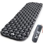 Lightweight Sleeping Mat, Ultra Light Inflatable Camping Pad, Outdoor Hiking Backpacking Festival Air Mattress, Waterproof TPU, 190cm x 56cm x 5.5cm, 520g (Black)