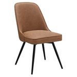 OSP Home Furnishings Martel Swivel Chair with Padded Seat and Black Legs for Dining or Home Office Use, Sand Brown Faux Leather