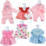 Bibi Doll - Set of 6 Dolls Clothes Outfits for 12 to 16 Inch New Born Baby Dolls - Rompers Pink Dress Bathrobe (Design 2)