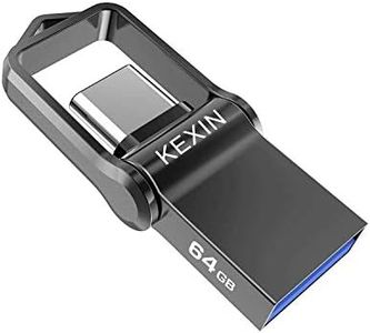 KEXIN Chiavetta USB C 64GB, Chiavetta USB 64 GB, Pendrive OTG USB C e USB A, Metallo Pennetta USB 3.0 per PC, Laptop, Auto, TV, Smartphone Type C, Nero