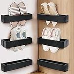 Nirxxiy Adjustable Wall Mounted Shoes Rack, Plastic Shoes Holder Storage Organizer,RV Storage,Door Shoe Hangers, Hanging Shoe Organizer 6Pack With Screw Stickers (Black-6)