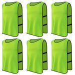 6 X Sports Training Mesh Bibs, Football Training Bibs, Scrimmage Training Vests Children, Sports Bibs Youth, Soccer Bibs, Netball Bibs Kids,Football Bibs Kids for Rugby Hockey Cricket (Green)