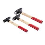 Amazon Basics Engineer's Hickory Wooden Handle Hammer Set, 3 Pieces, 300g, 500g, 1000g, Black, Silver, Brown