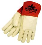 MCR Safety 4950L Mustang Premium Grain Cow MIG/TIG Welder Men's Gloves with Gauntlet Split Leather Cuff, Cream, Large, 1-Pair by MCR Safety