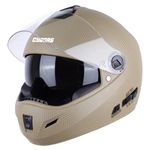 Steelbird Rox Cyborg ISI Certified Full Face Helmet for Men and Women with Inner Smoke Sun Shield and Outer Clear Visor (Large 600 MM, Dashing Desert Storm)