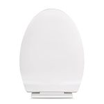 ELEGANT CASA Sleek Design Soft-Closing Elongated PP Seat Cover Commode Cover (46 X 36 Cm) Adjustable Hinges (Hole Distance) from 13-18cm, A-14, Colour White- 1 Set
