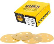 Dura-Gold Premium 5" Gold Sanding Discs - 600 Grit (Box of 50) - 5 Hole Pattern Dustless Hook & Loop Backing Sandpaper for DA Sanders, Aluminum Oxide Abrasive - Sand Automotive Paint, Woodworking Wood