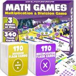 3xSet Math Games for Kids Ages 6-8 - 340 Multiplication and Division Flash Cards 5-7 by QUOKKA - Learning Board Games for Boys and Girls Ages 8-12 - Fun Educational Preschool Flashcards