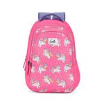 Genie Unicorn School Bags for Girls - 3 compartments | Stylish and Trendy College Bag for Girls | Easy to Carry Backpacks for Women, Unicorn design. Latest Collection. (Pink)