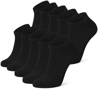 CLOSEMATE 10 Pairs Ankle Socks for Men Women Cotton Comfortable Non Slip Low Cut for Casual(10Black, Size S)
