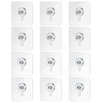 12 Pieces Adhesive Wall Mount Screw Hooks Non-Trace No Drilling Stickers Screw Hanging Nails for Bathroom Kitchen Shower Room (Nail Size 8mm)