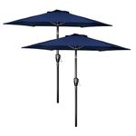 Simple Deluxe 2 Pack 7.5' Patio Umbrella Outdoor Table Market Yard Umbrella with Push Button Tilt/Crank, 6 Sturdy Ribs for Garden, Deck, Backyard, Pool, Dark Blue