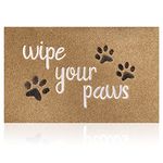 HLFMVWE Large Welcome Door Mat Indoor Wipe Your Paws Doormat Front Back Door Pet Dog Paw Door Mat Porch Entrance Anti-Slip Floor Mat with Durable Rubber Brown 24x36