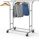 SimpleHouseware Heavy Duty Double Rail Clothing Garment Rack, Chrome