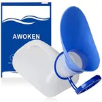 AWOKEN Unisex Potty Urinals for Car, Urine Bottles for Men and Women, Portable Pee Bottle, With a Lid and Funnel, Leakproof Toilet Urinals for Car,travel Camping,Blue and White,24*10cm(9*4 inches)