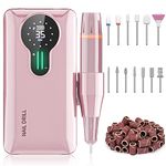 ENGERWALL 35,000 RPM Rechargeable Nail Drill, Portable Cordless Electric Nail File for Acrylic and Gel Nails, Polishing & Removal, Manicure Pedicure Kit with Nail Drill Bits, Pink (Pro)