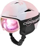 Odoland Snowboard Helmet, Ski Helmet with Ski Goggles for Adults, Durable PC Shell & EPS Foam, Safety Snow Helmets Goggles for Men Women Youth, Light Pink, M