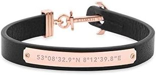 PAUL HEWITT Anchor Bracelet Signum Coordinates – Leather Women's Bracelet with Anchor Jewellery Made of IP Stainless Steel, 16.5 centimeters, Leather