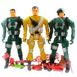 Mallexo Large Action Figure Army Soldiers Toy with Weapon for Kids 3PCs with 10 Diffrent Acessories Guns Fighter Jet Military Base Figures Playsets for Boys and Girls Police Figures Gifts 3+ Year