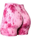 AUROLA Dream Collection Workout Shorts for Women High Waist Seamless Scrunch Athletic Running Gym Yoga Active Shorts Black, Deep Red Tie Dye, Medium