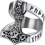 FaithHeart Viking Jewelry Men Thor's Hammer Band Rings for Dad, Mythology Mjolnir Male Thumb Finger Ring