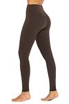 Sunzel Nunaked Workout Leggings for Women, Tummy Control Compression Workout Gym Yoga Pants, High Waist & No Front Seam Seal Brown Small 28"