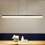 Tubicen 47.2" Linear LED Pendant Light, 30W Bright Kitchen Island Light, Modern Dimmable LED Hanging Dining Ceiling Light Black, Aluminum